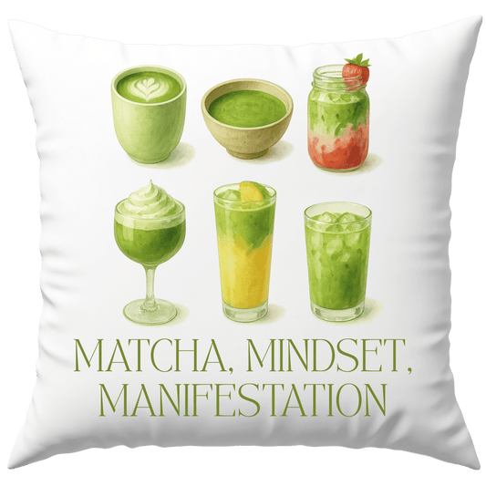Matcha Mindset Manifestation Drinks Deko Kissen