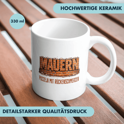 Mauern Puzzeln Mit Rückenschmerzen Maurer Kaffee Tasse
