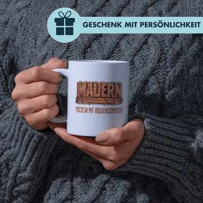 Mauern Puzzeln Mit Rückenschmerzen Maurer Kaffee Tasse