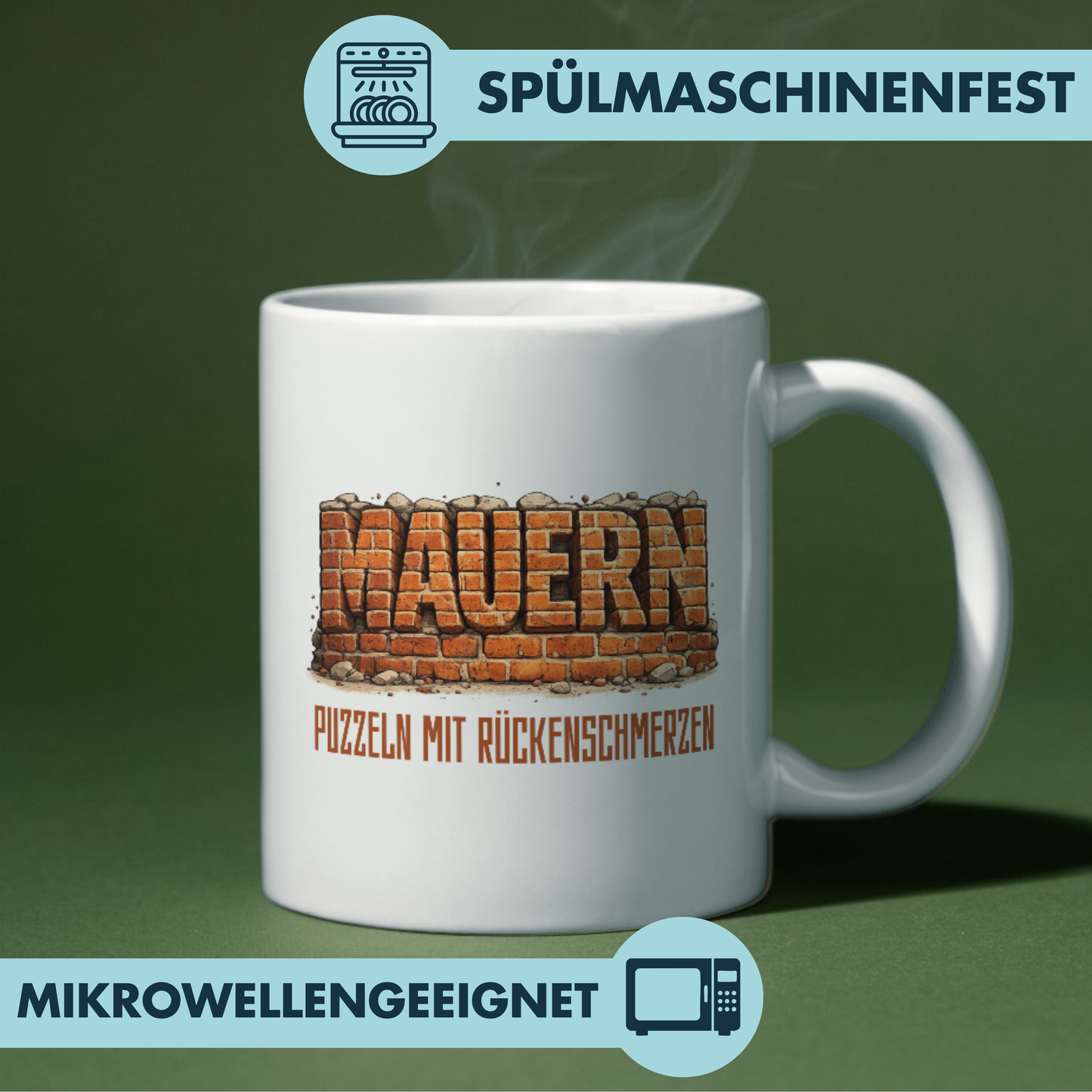 Mauern Puzzeln Mit Rückenschmerzen Maurer Kaffee Tasse