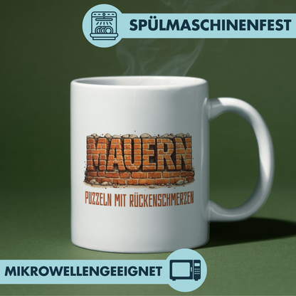Mauern Puzzeln Mit Rückenschmerzen Maurer Kaffee Tasse