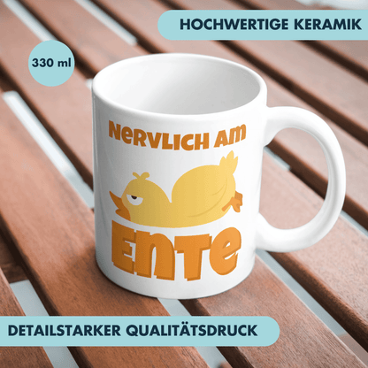 Nervlich Am Ente Wortspiel Arbeit Kaffee Tasse