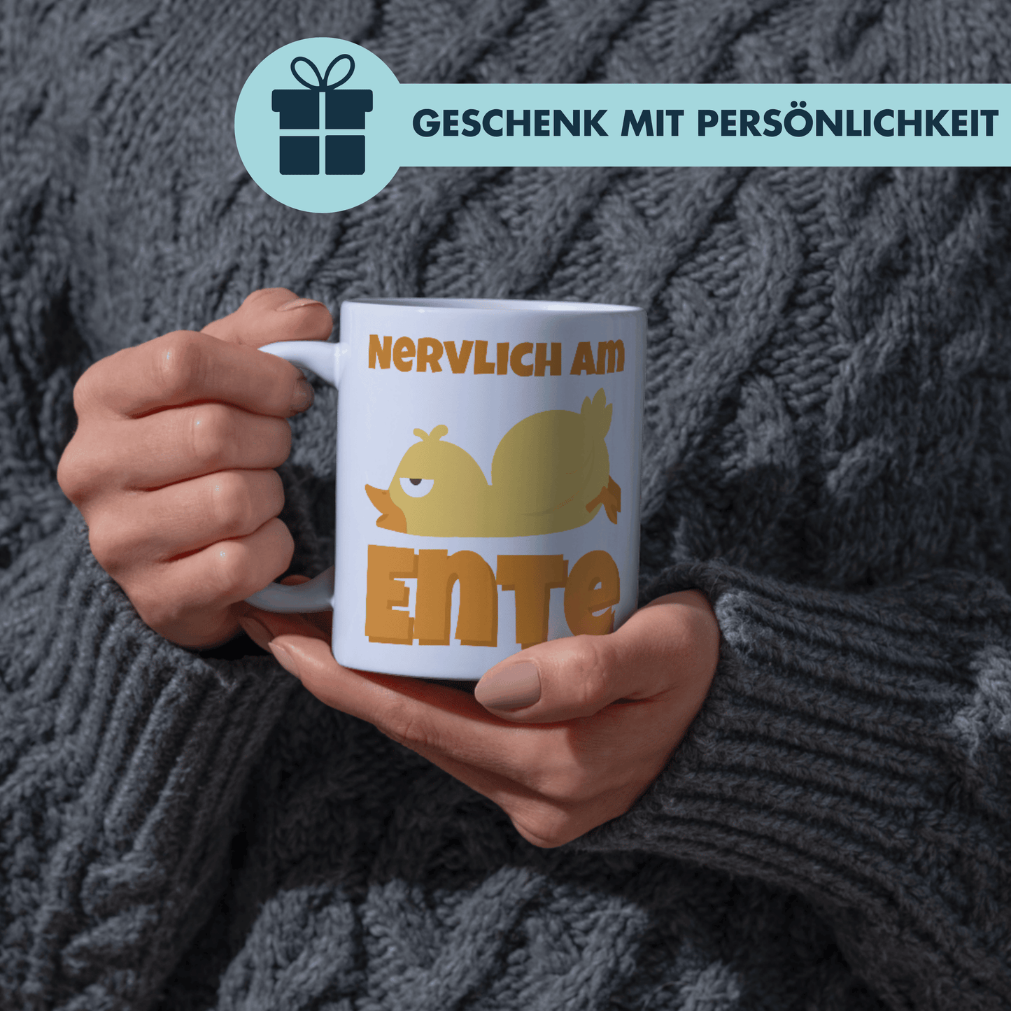 Nervlich Am Ente Wortspiel Arbeit Kaffee Tasse