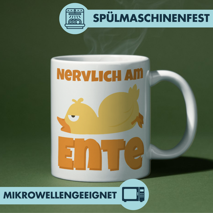 Nervlich Am Ente Wortspiel Arbeit Kaffee Tasse