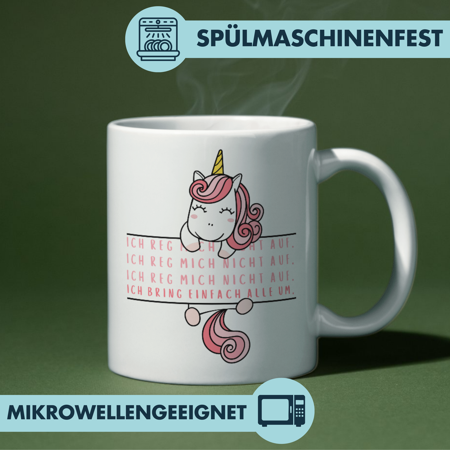 Ich Reg Mich Nicht Auf Ich Bring Einfach Alle Um Einhorn Menschenhass Kaffee Tasse