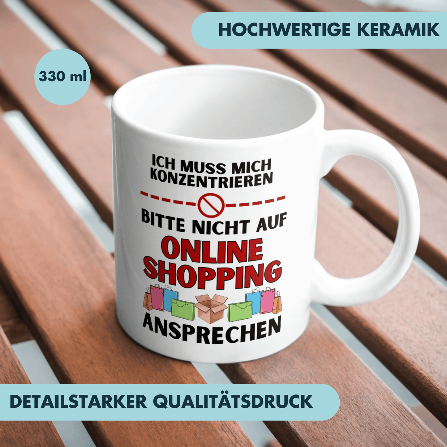Ich Muss Mich Konzentrieren Bitte Nicht Auf Online Shopping Ansprechen Kaffee Tasse