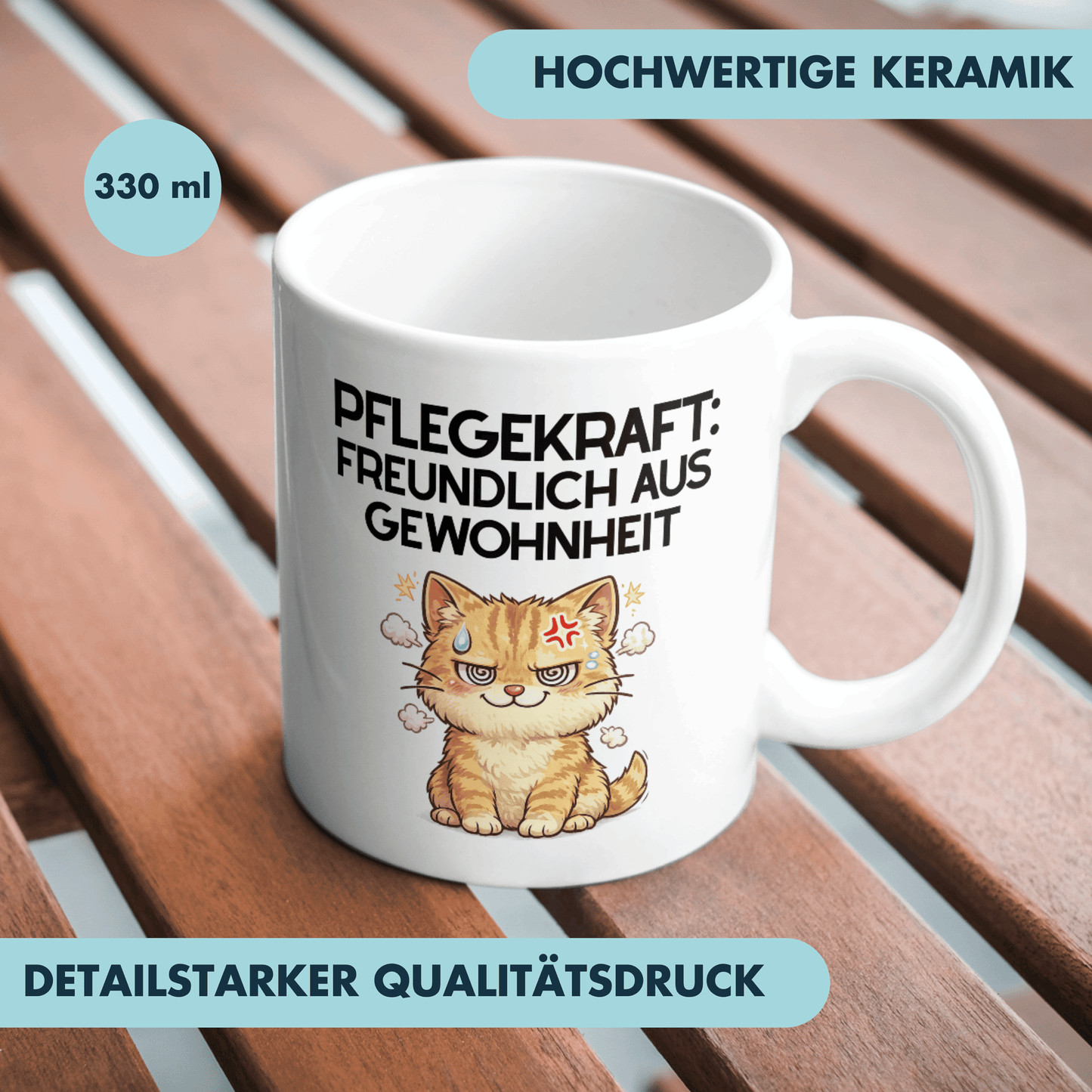 Pflegekraft Freundlich Aus Gewohnheit Kaffee Tasse