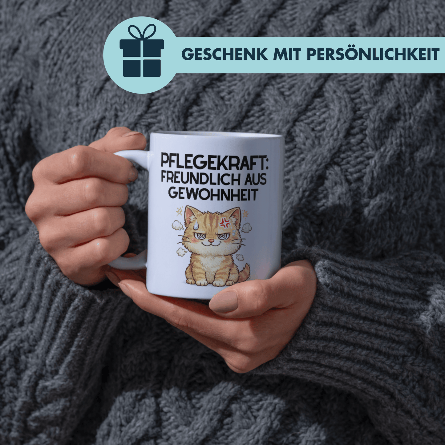 Pflegekraft Freundlich Aus Gewohnheit Kaffee Tasse