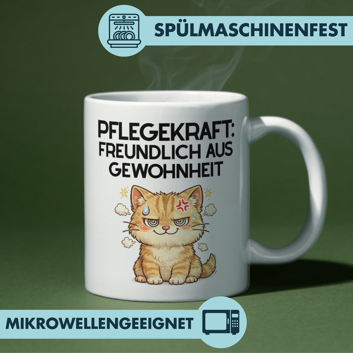 Pflegekraft Freundlich Aus Gewohnheit Kaffee Tasse