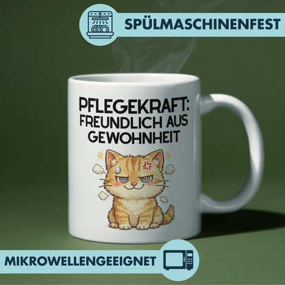 Pflegekraft Freundlich Aus Gewohnheit Kaffee Tasse