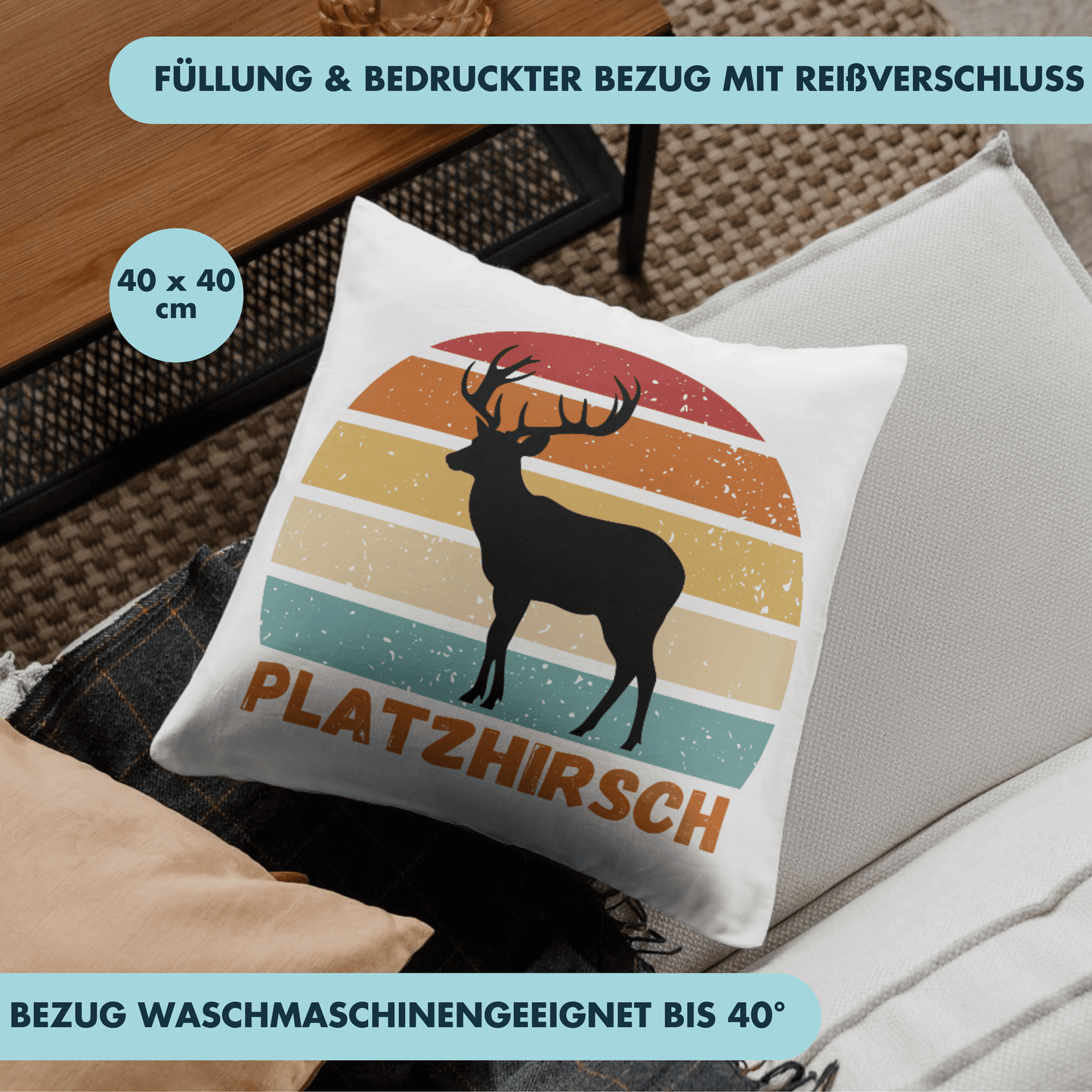 Platzhirsch Hirsch Deko Kissen