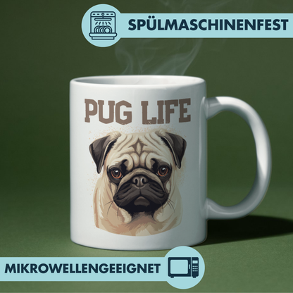 Pug Life Mops Hund Wortspiel Kaffee Tasse