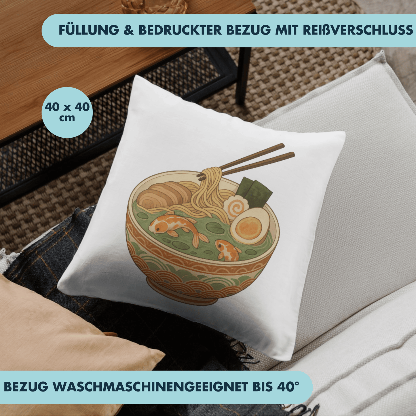 Ramen Koi Fisch Japan Deko Kissen