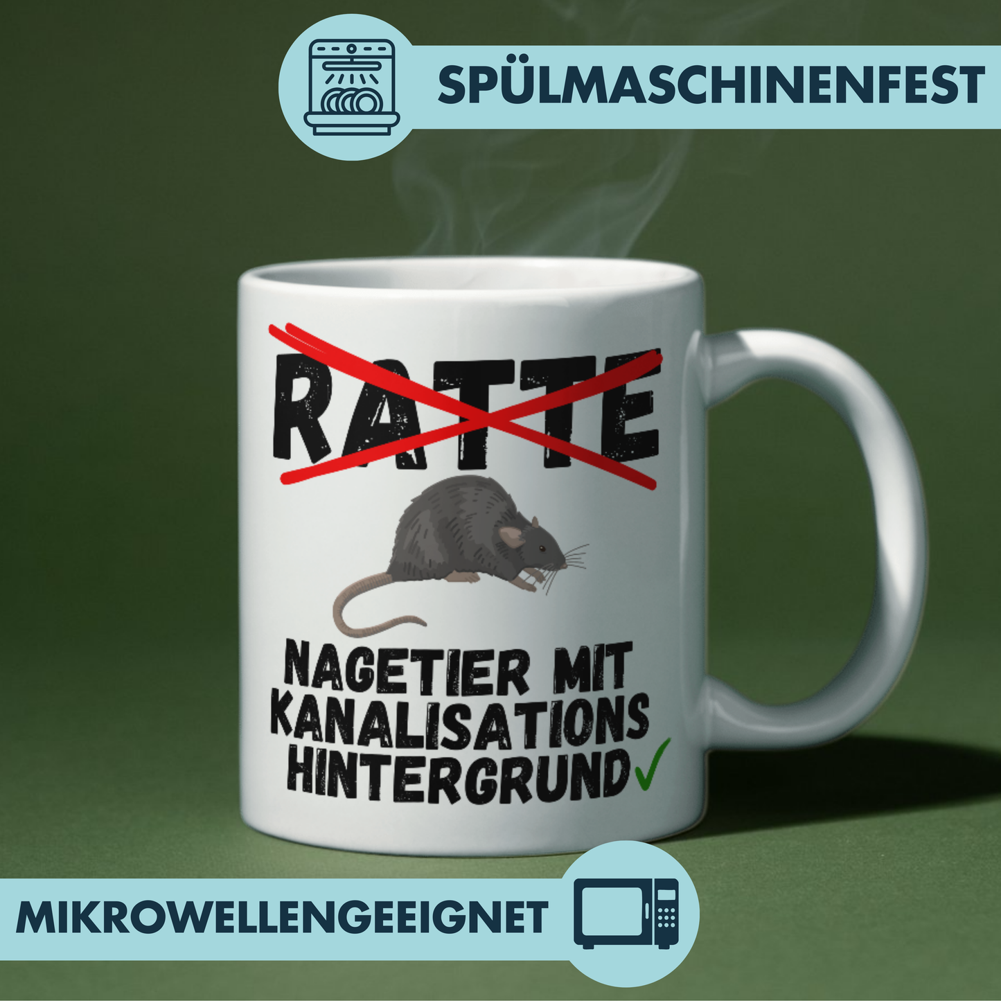 Ratte Nagetier mit Kanalisationshintergrund Kaffee Tasse