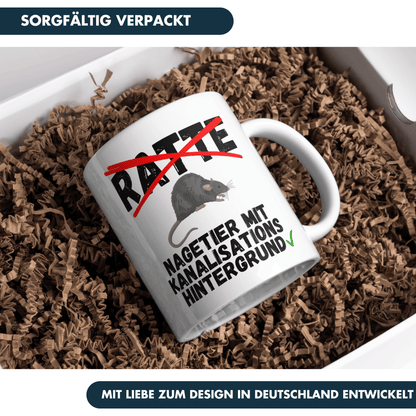 Ratte Nagetier mit Kanalisationshintergrund Kaffee Tasse