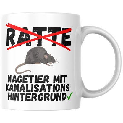 Ratte Nagetier mit Kanalisationshintergrund Kaffee Tasse