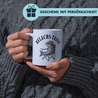 Relachs Relax Angler Wortspiel Kaffee Tasse