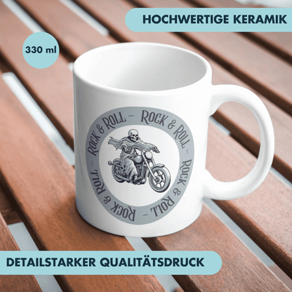 Rock And Roll Motorrad Skelett Biker Kaffee Tasse