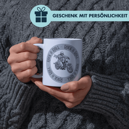 Rock And Roll Motorrad Skelett Biker Kaffee Tasse