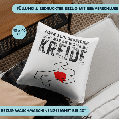 Einen Schlussstrich Zieht Man Am Besten Mit Kreide Krimi Deko Kissen