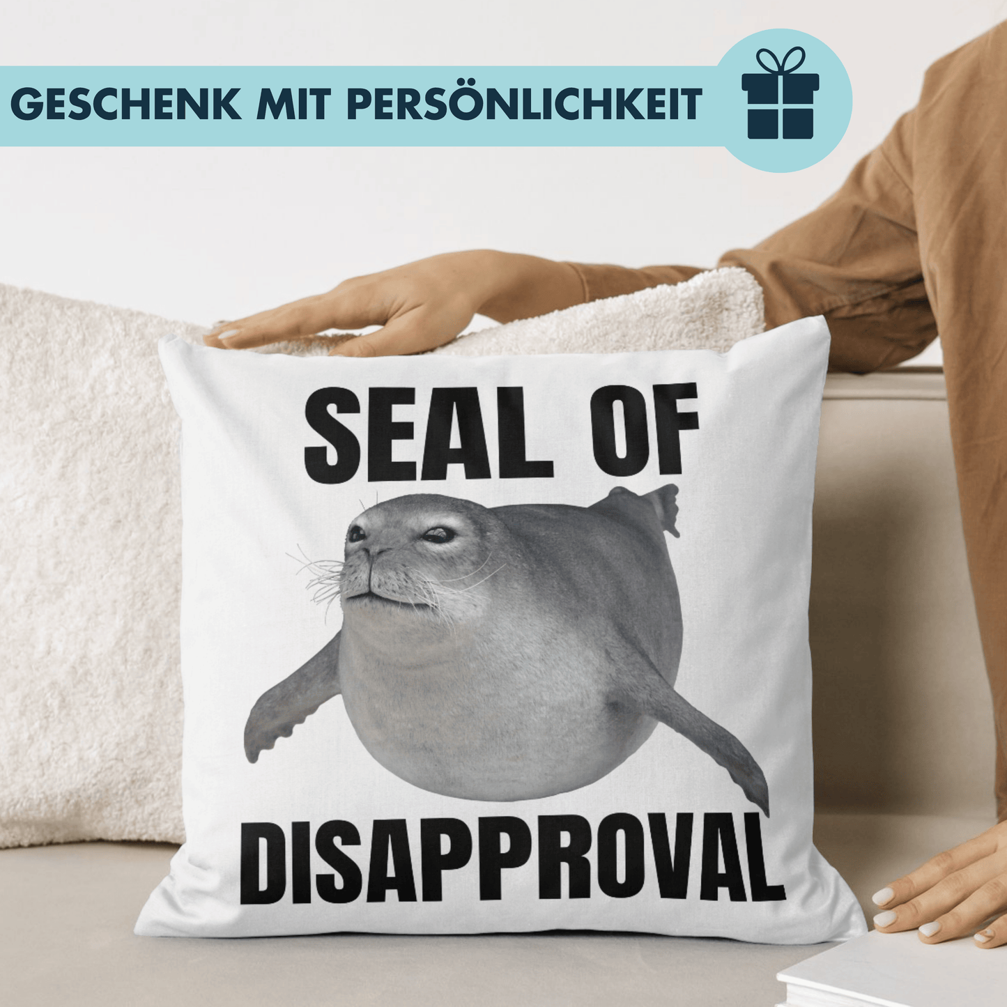 Seal of Disapproval Robbe Meme Deko Kissen
