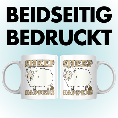 Sheep Happens Shit Wortspiel Kaffee Tasse