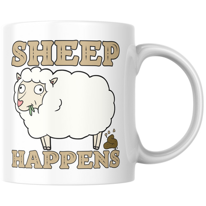 Sheep Happens Shit Wortspiel Kaffee Tasse