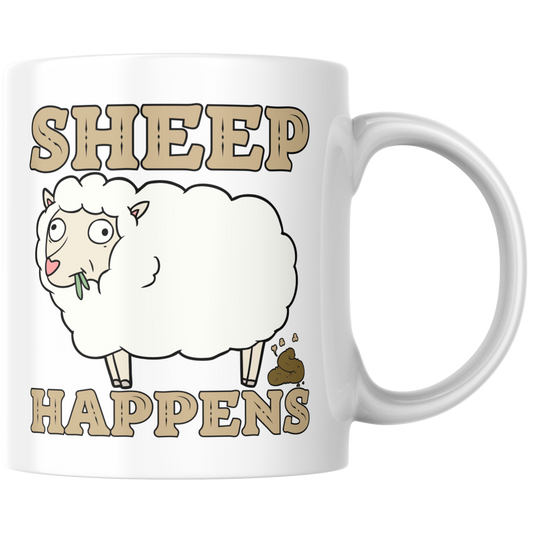 Sheep Happens Shit Wortspiel Kaffee Tasse