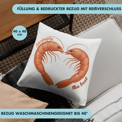 Shrimply The Best Shrimp Herz Deko Kissen