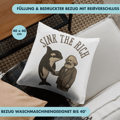 Sink The Rich Orca Karl Marx Deko Kissen