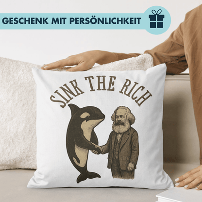 Sink The Rich Orca Karl Marx Deko Kissen