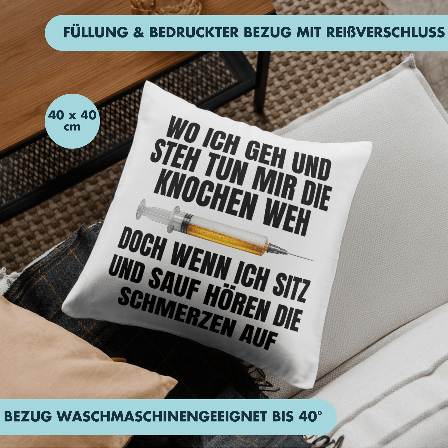Wenn Ich Sitz Und Sauf Hören Die Schmerzen Auf Bier Deko Kissen