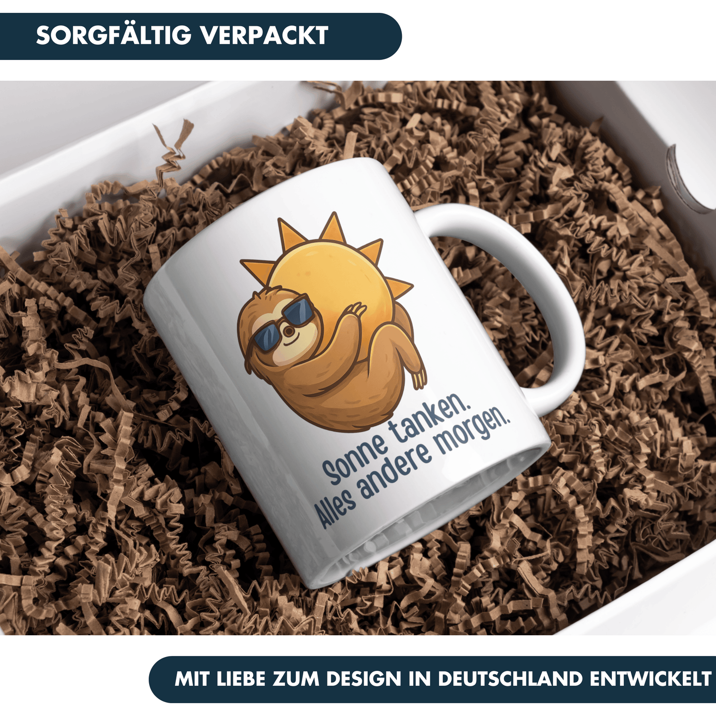 Sonne Tanken Alles Andere Morgen Faultier Kaffee Tasse