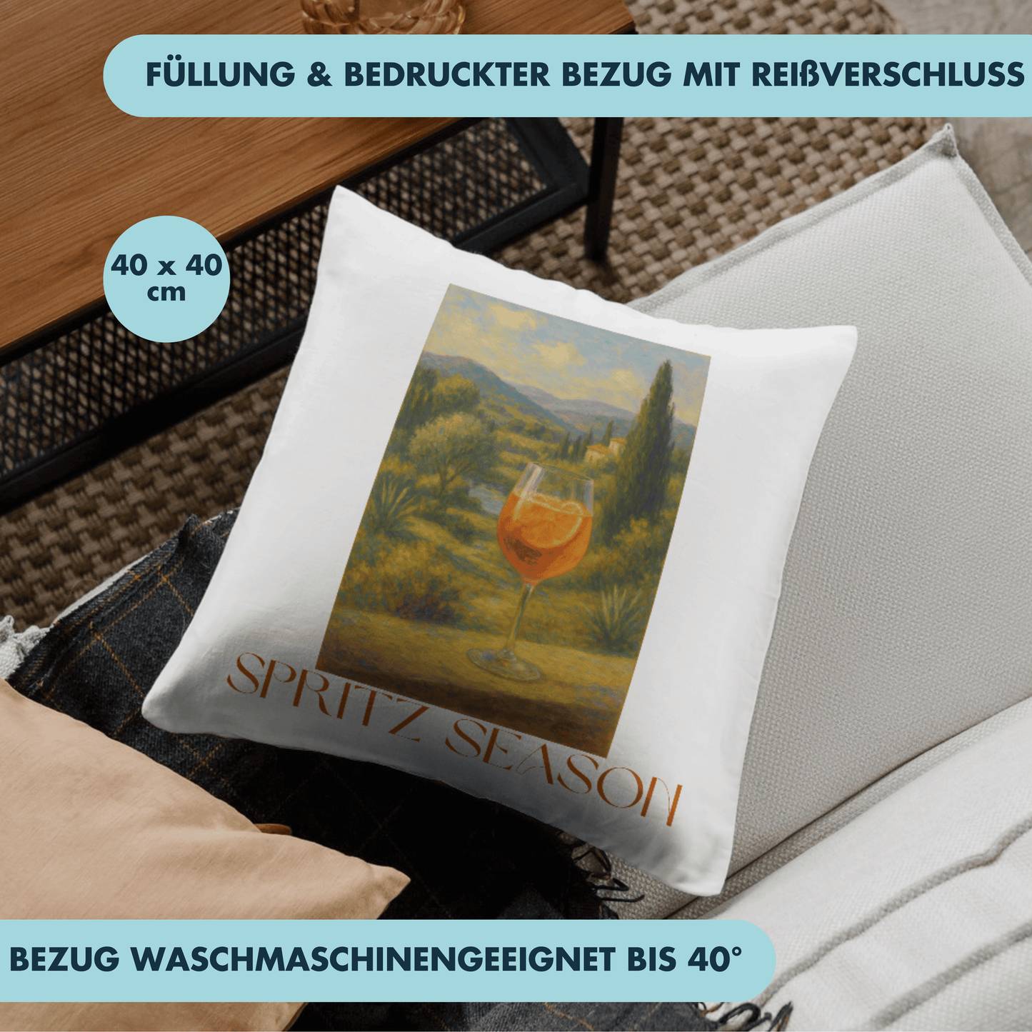 Spritz Season Cocktail Kunst Deko Kissen