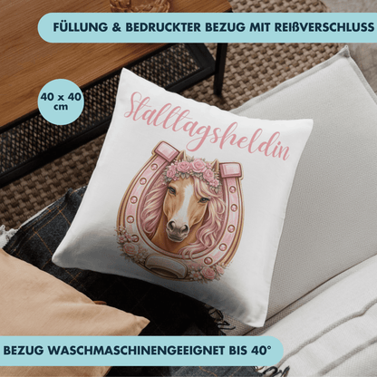 Stalltagsheldin Pferd Deko Kissen