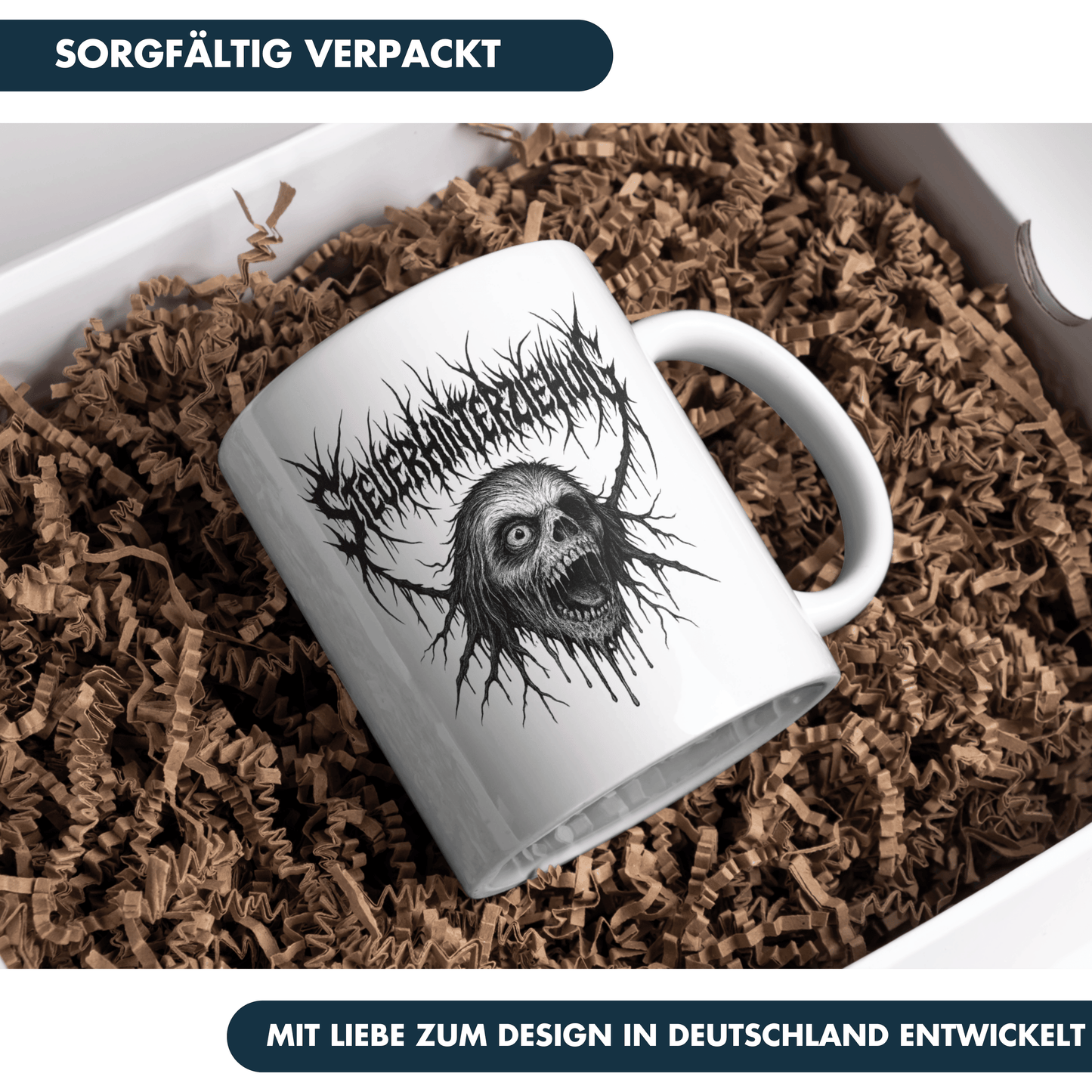Steuerhinterziehung Metal Meme Kaffee Tasse