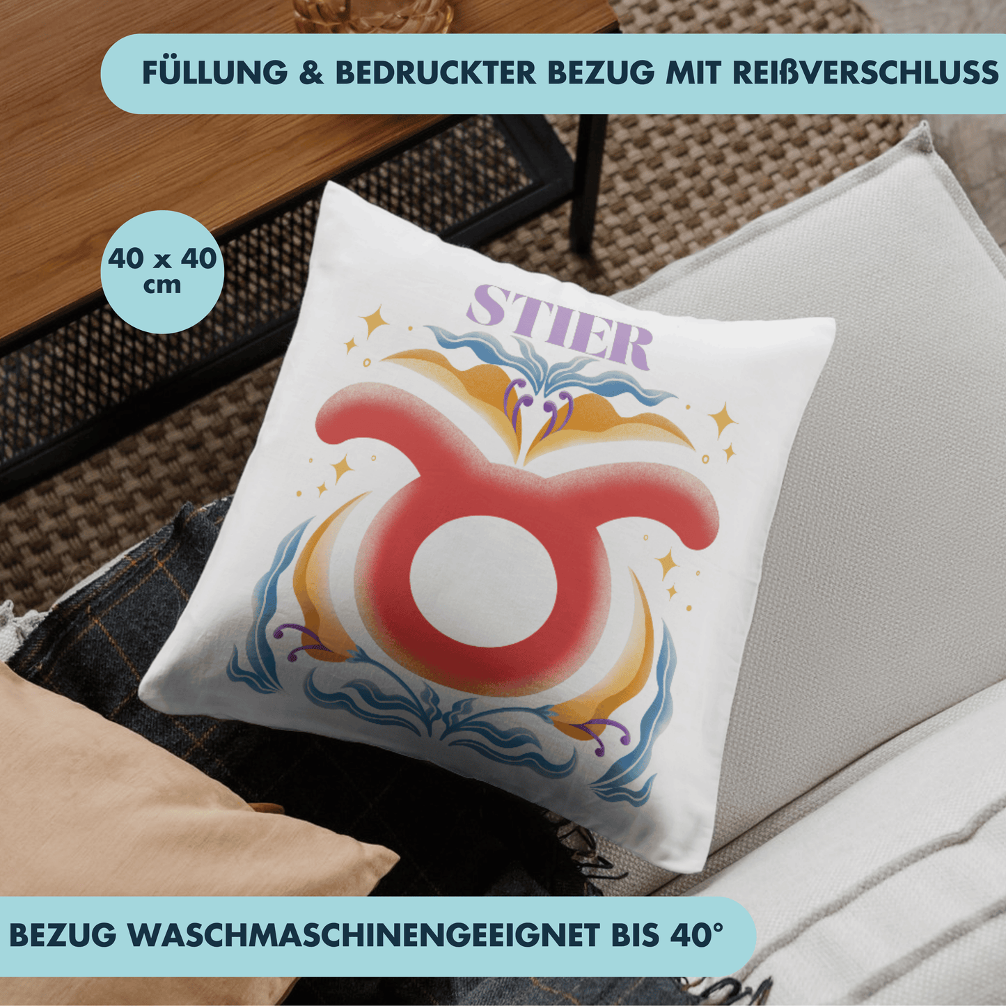 Stier Taurus Sternzeichen Deko Kissen