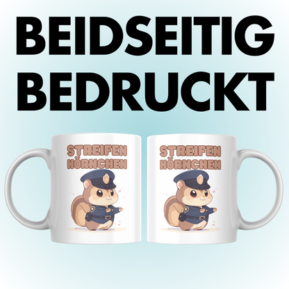 Streifenhörnchen Wortspiel Polizei Kaffee Tasse