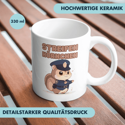 Streifenhörnchen Wortspiel Polizei Kaffee Tasse