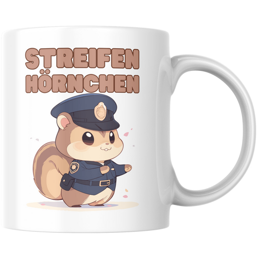Streifenhörnchen Wortspiel Polizei Kaffee Tasse