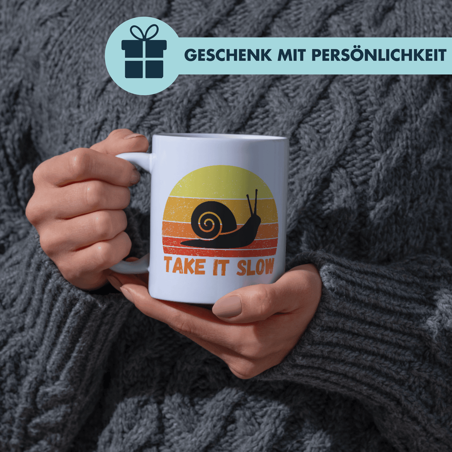 Take It Slow Schnecke Retro Kaffee Tasse