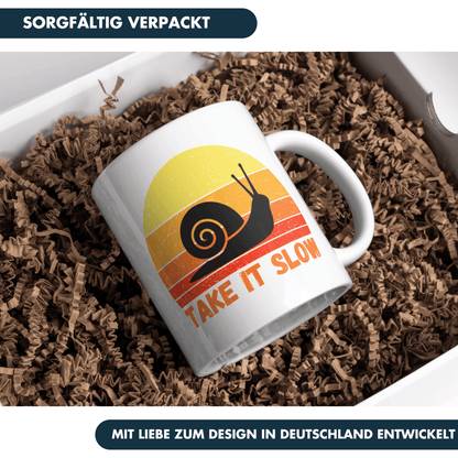 Take It Slow Schnecke Retro Kaffee Tasse