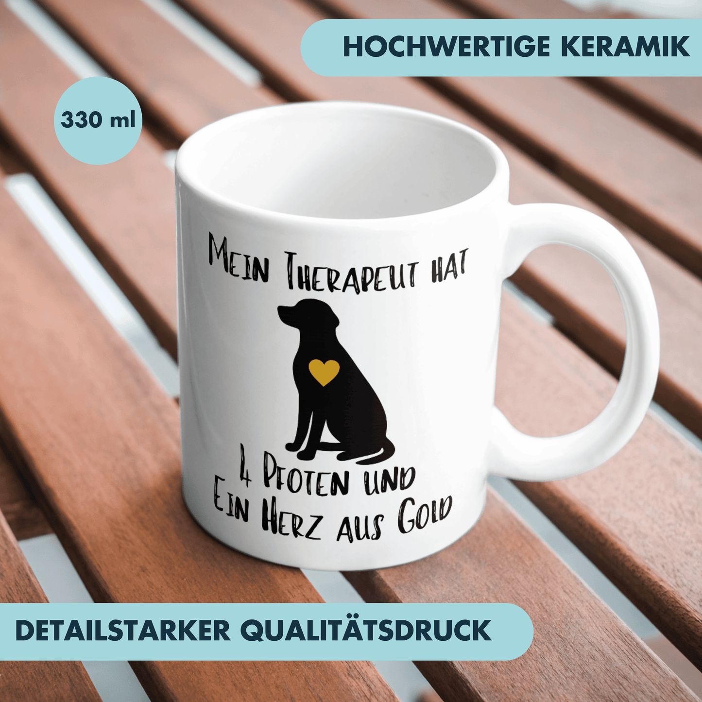 Mein Therapeut Hat 4 Pfoten Und Ein Herz Aus Gold Hund Kaffee Tasse