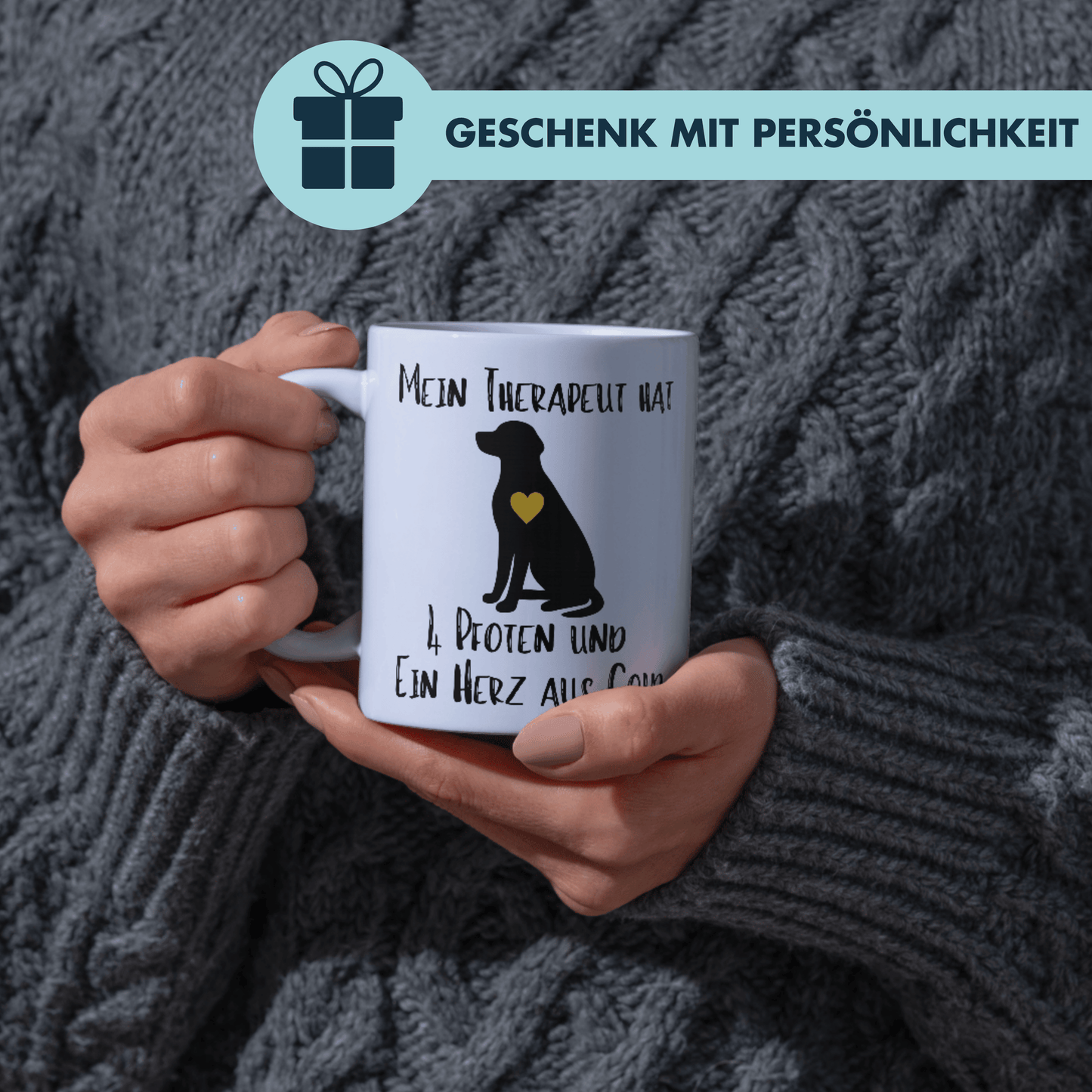 Mein Therapeut Hat 4 Pfoten Und Ein Herz Aus Gold Hund Kaffee Tasse