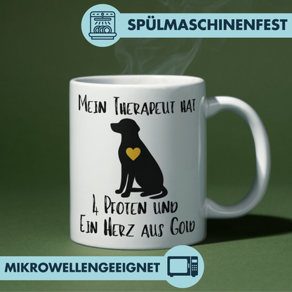 Mein Therapeut Hat 4 Pfoten Und Ein Herz Aus Gold Hund Kaffee Tasse