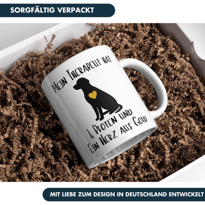Mein Therapeut Hat 4 Pfoten Und Ein Herz Aus Gold Hund Kaffee Tasse