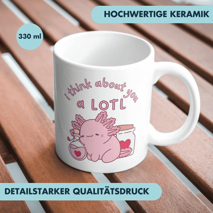 Axolotl I Think About You A Lotl Wortspiel Kaffee Tasse