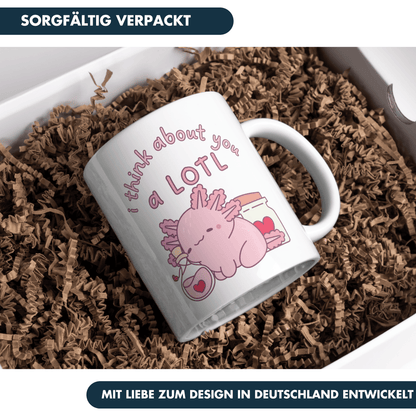 Axolotl I Think About You A Lotl Wortspiel Kaffee Tasse