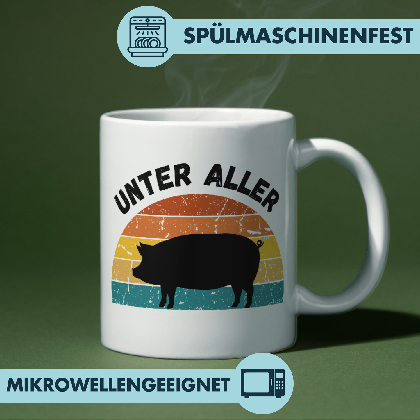 Unter Aller Sau Schwein Wortspiel Kaffee Tasse