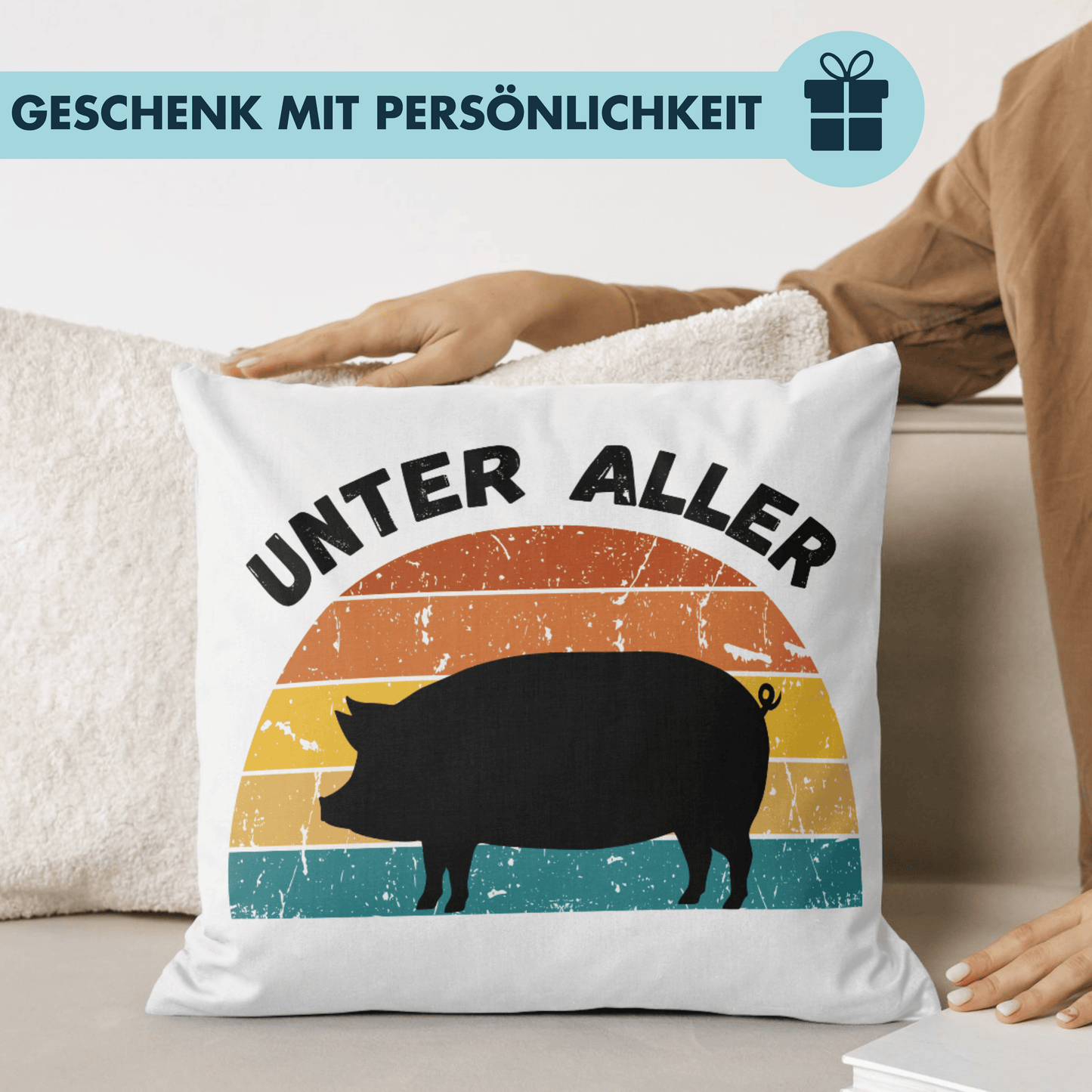 Unter Aller Sau Schwein Wortspiel Deko Kissen
